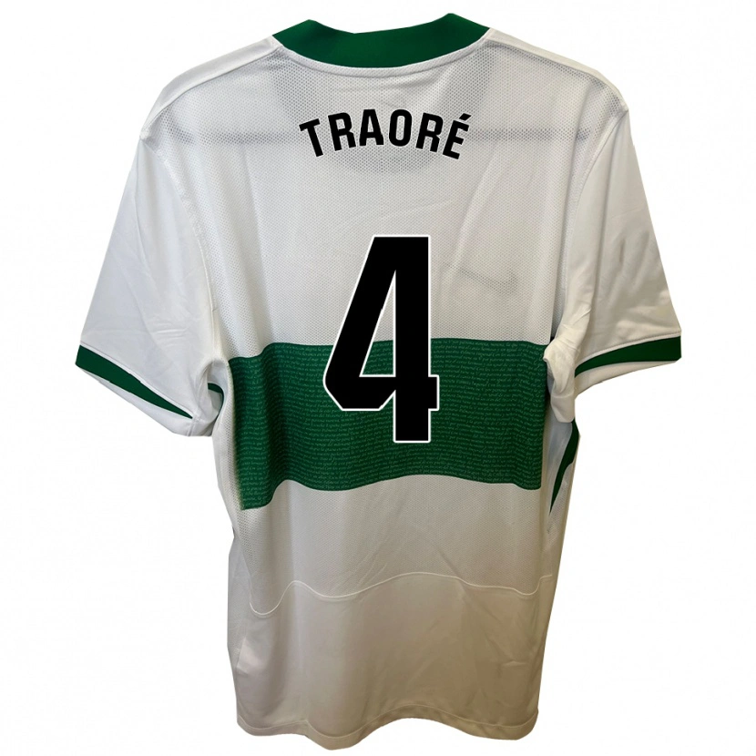 Danxen Homme Maillot Bakary Traoré #4 Blanc Vert Tenues Domicile 2025/26 T-Shirt