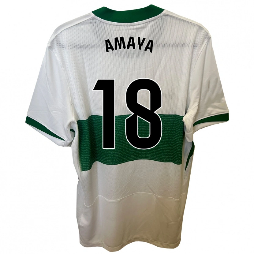 Danxen Homme Maillot María Amaya #18 Blanc Vert Tenues Domicile 2025/26 T-Shirt