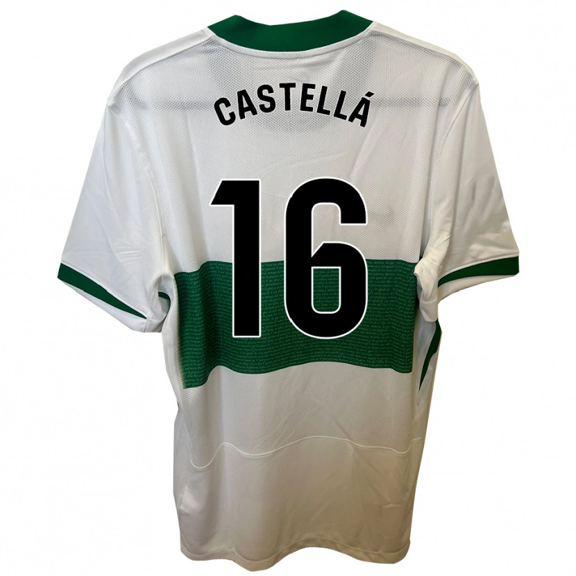 Danxen Homme Maillot Didac Castellá #16 Blanc Vert Tenues Domicile 2025/26 T-Shirt