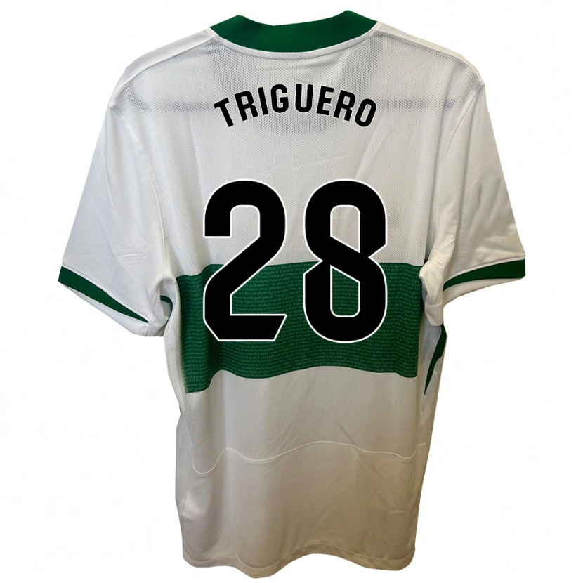 Danxen Homme Maillot Dani Triguero #28 Blanc Vert Tenues Domicile 2025/26 T-Shirt