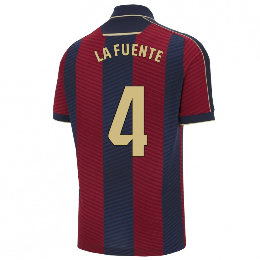 Danxen Homme Maillot Adrián De La Fuente #4 Rouge Marine Tenues Domicile 2025/26 T-Shirt