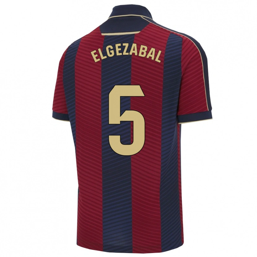 Danxen Homme Maillot Unai Elgezabal #5 Rouge Marine Tenues Domicile 2025/26 T-Shirt