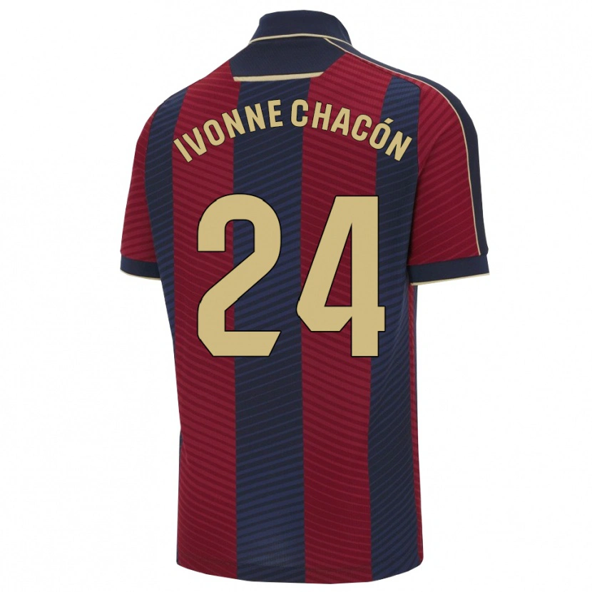 Danxen Homme Maillot Ivonne Chacón #24 Rouge Marine Tenues Domicile 2025/26 T-Shirt