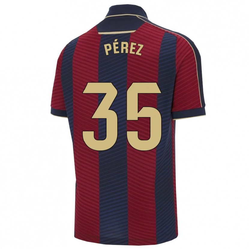 Danxen Homme Maillot Nacho Pérez #35 Rouge Marine Tenues Domicile 2025/26 T-Shirt