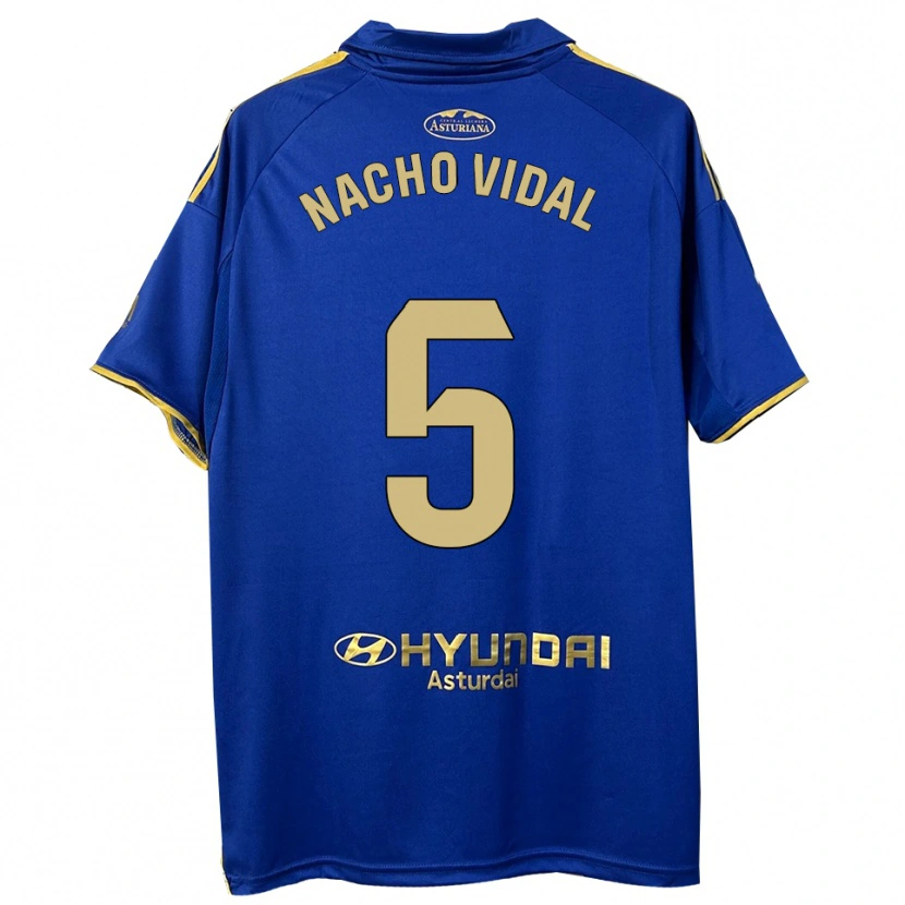 Danxen Homme Maillot Nacho Vidal #5 Bleu Or Tenues Domicile 2025/26 T-Shirt
