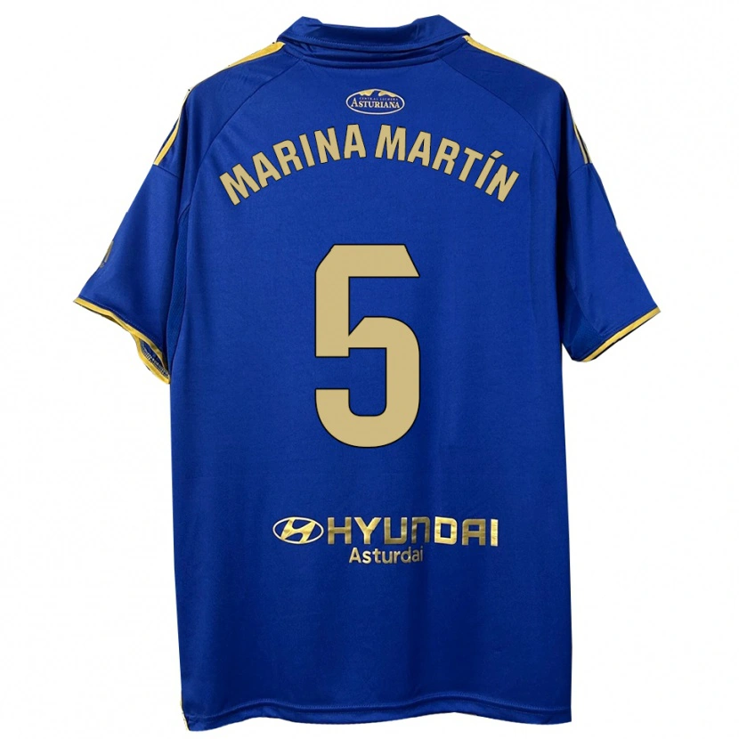 Danxen Homme Maillot Marina Martín #5 Bleu Or Tenues Domicile 2025/26 T-Shirt