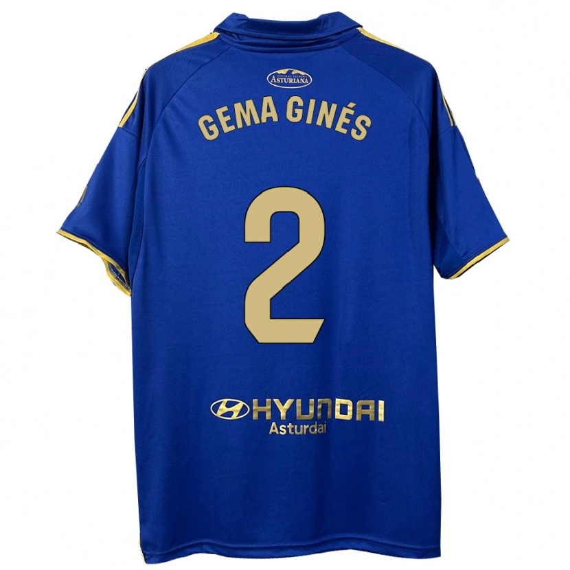 Danxen Homme Maillot Gema Ginés #2 Bleu Or Tenues Domicile 2025/26 T-Shirt