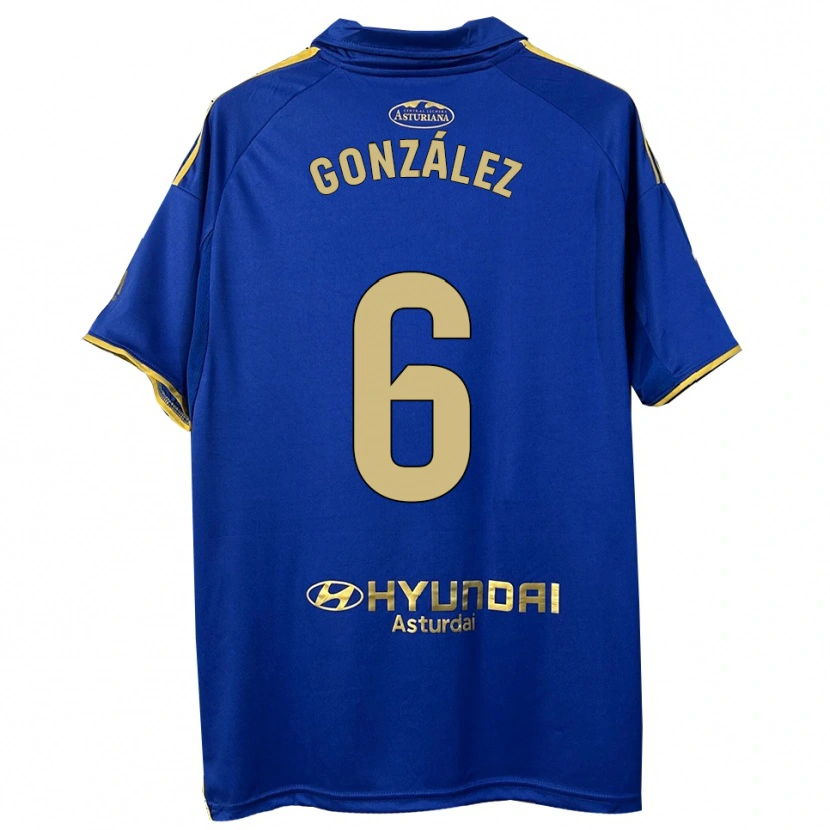 Danxen Homme Maillot Yayo González #6 Bleu Or Tenues Domicile 2025/26 T-Shirt