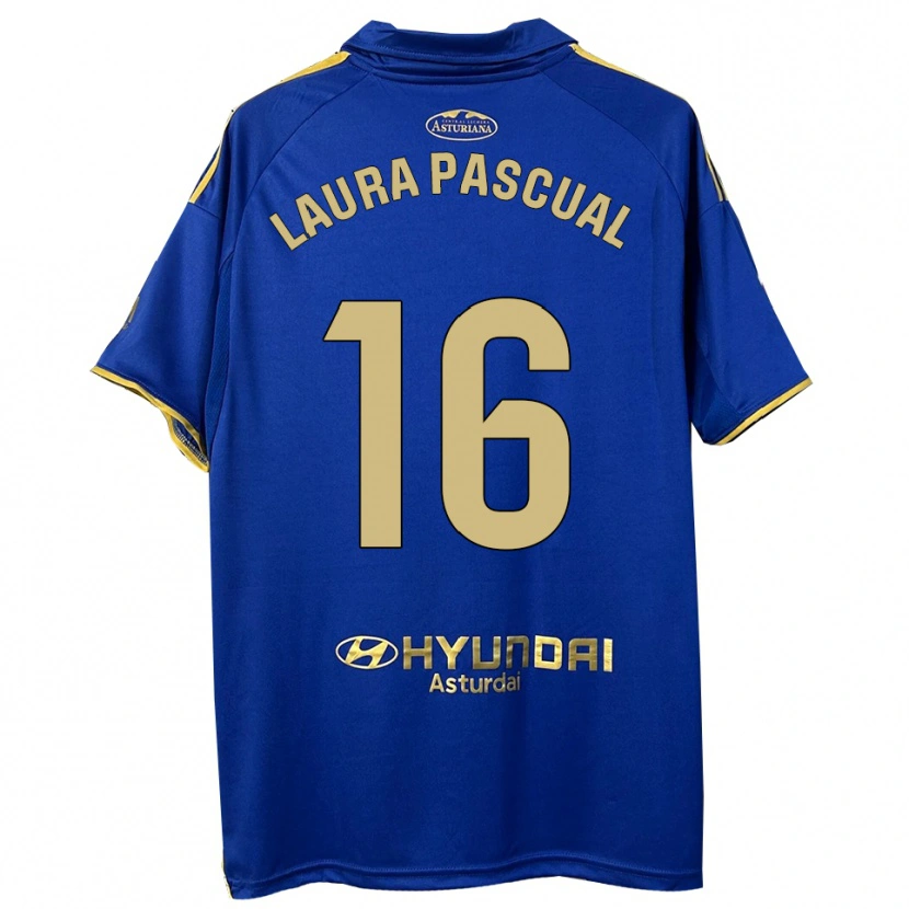 Danxen Homme Maillot Laura Pascual #16 Bleu Or Tenues Domicile 2025/26 T-Shirt