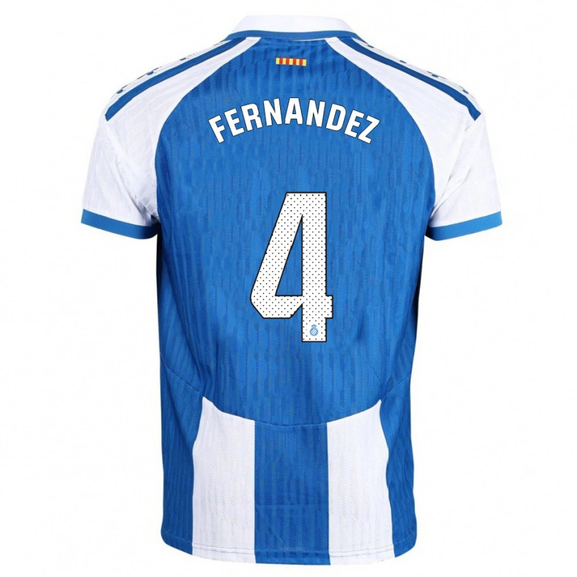 Danxen Homme Maillot Marcos Fernández #4 Bleu Blanc Tenues Domicile 2025/26 T-Shirt