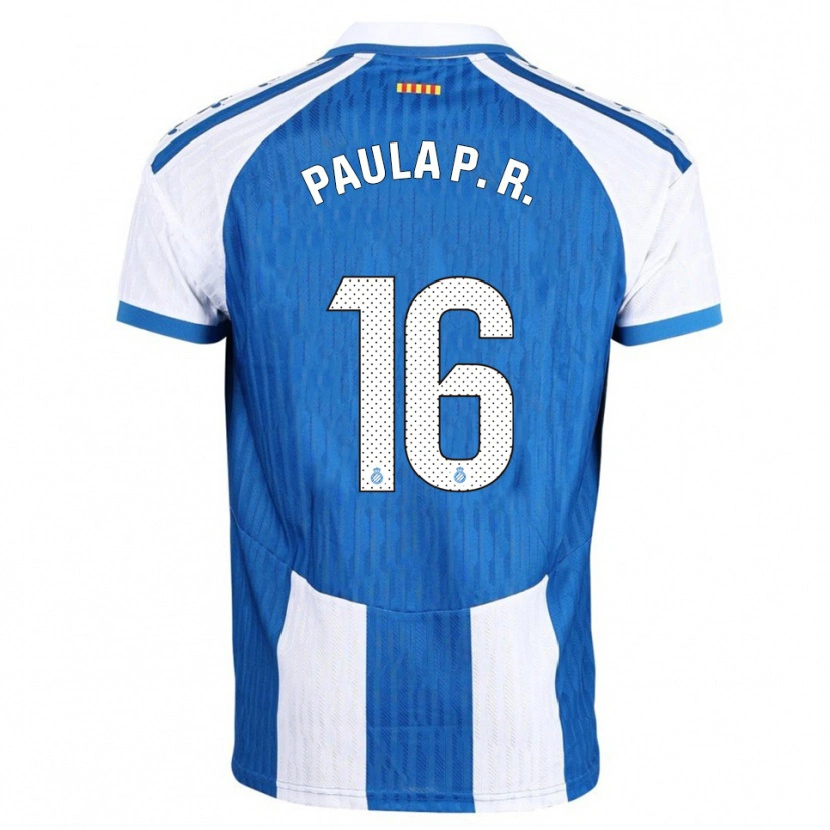 Danxen Homme Maillot Paula Perea Ramírez #16 Bleu Blanc Tenues Domicile 2025/26 T-Shirt