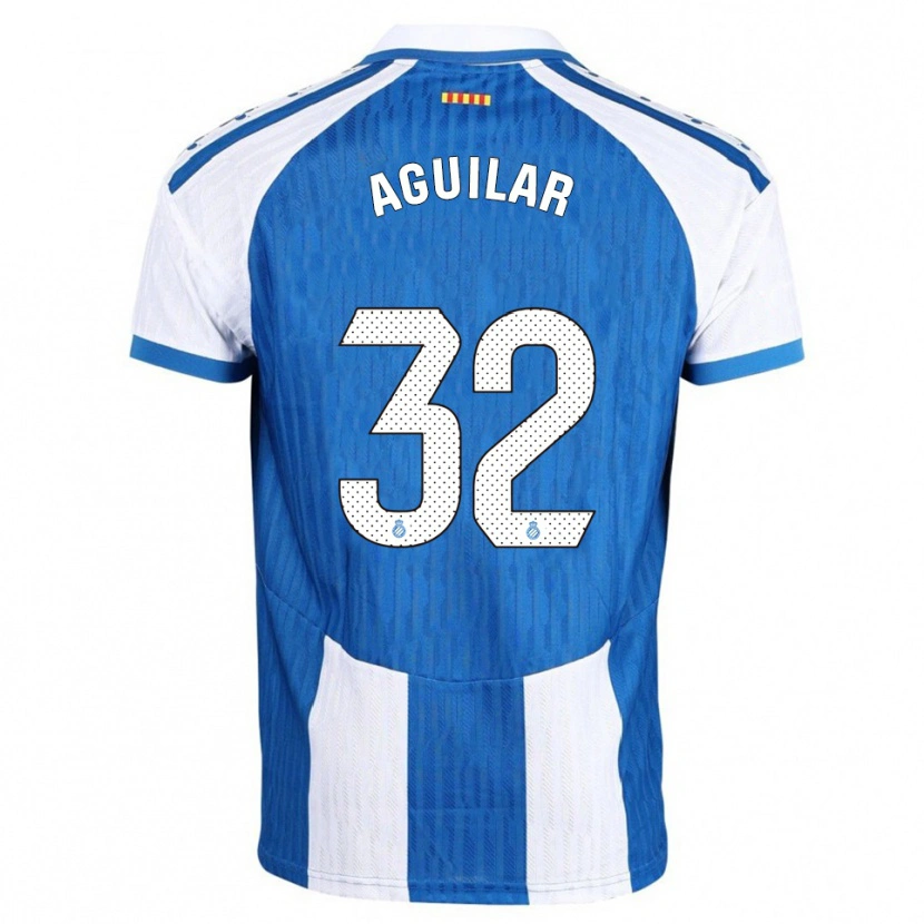 Danxen Homme Maillot Rubén Aguilar #32 Bleu Blanc Tenues Domicile 2025/26 T-Shirt