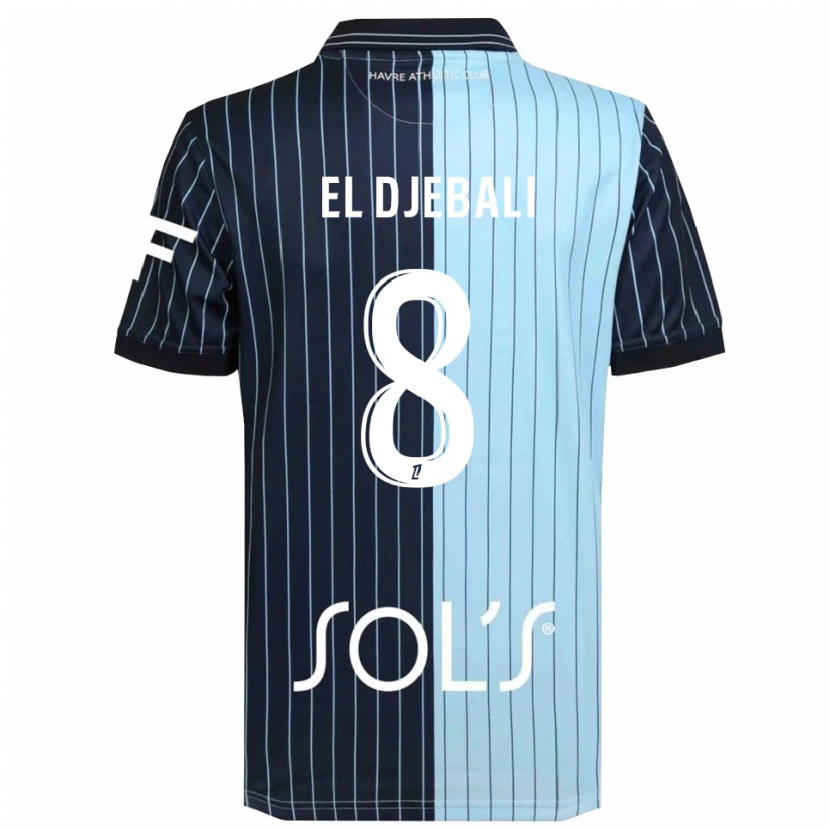 Danxen Homme Maillot Rayan El Djebali #8 Marine Bleu Ciel Tenues Domicile 2025/26 T-Shirt