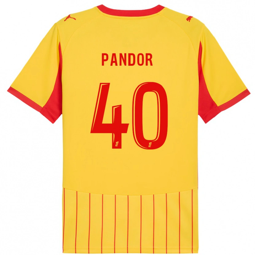 Danxen Homme Maillot Yannick Pandor #40 Jaune Rouge Tenues Domicile 2025/26 T-Shirt