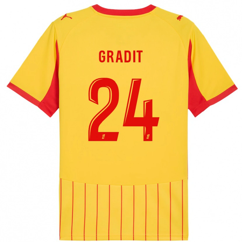 Danxen Homme Maillot Jonathan Gradit #24 Jaune Rouge Tenues Domicile 2025/26 T-Shirt