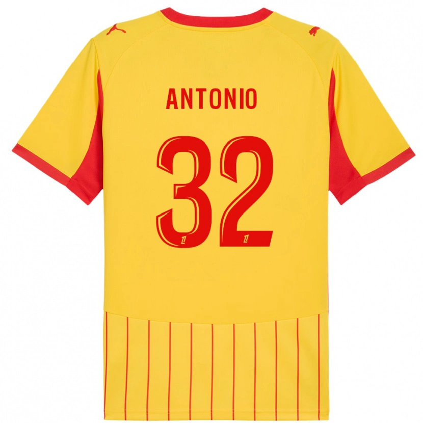 Danxen Homme Maillot Kyllian Antonio #32 Jaune Rouge Tenues Domicile 2025/26 T-Shirt
