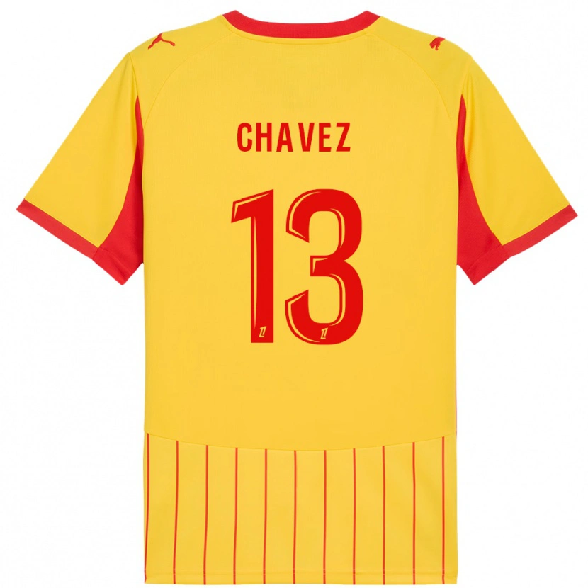 Danxen Homme Maillot Jhoanner Chávez #13 Jaune Rouge Tenues Domicile 2025/26 T-Shirt