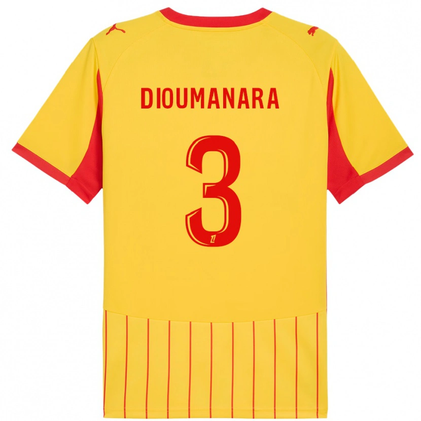 Danxen Homme Maillot Sidi Dioumanara #3 Jaune Rouge Tenues Domicile 2025/26 T-Shirt
