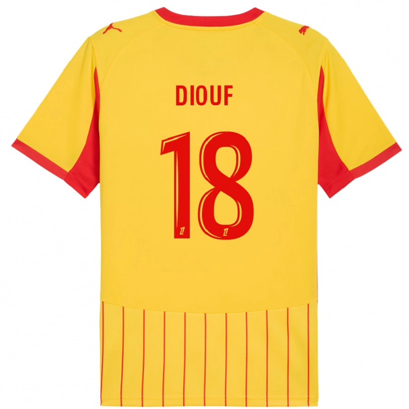 Danxen Homme Maillot Andy Diouf #18 Jaune Rouge Tenues Domicile 2025/26 T-Shirt