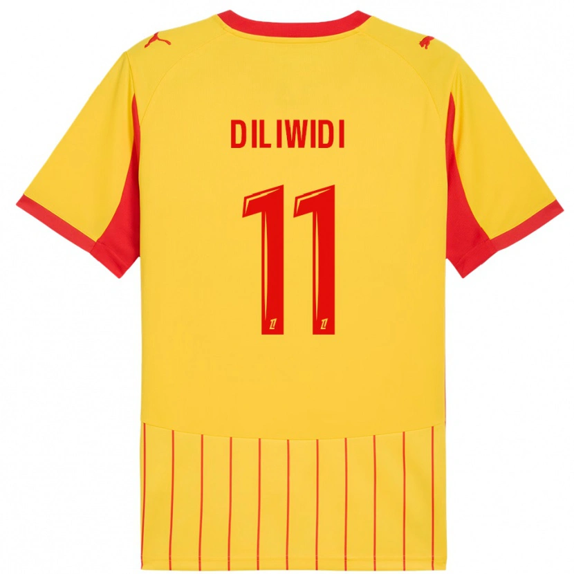 Danxen Homme Maillot Kembo Diliwidi #11 Jaune Rouge Tenues Domicile 2025/26 T-Shirt
