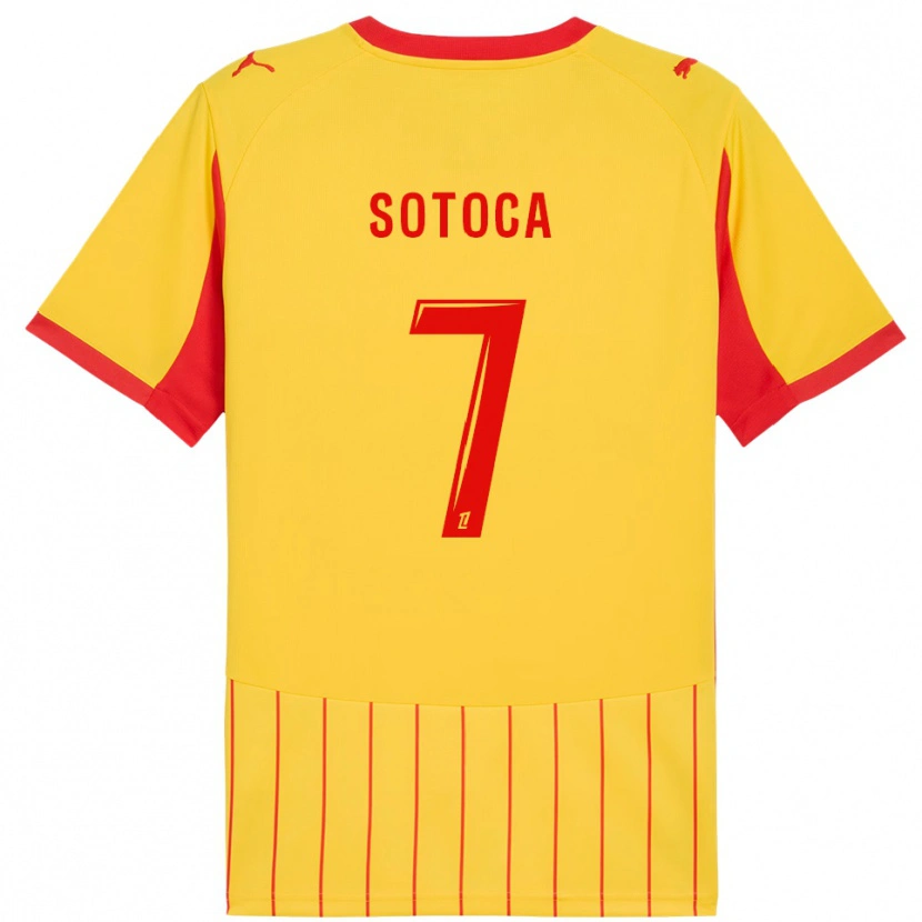 Danxen Homme Maillot Florian Sotoca #7 Jaune Rouge Tenues Domicile 2025/26 T-Shirt