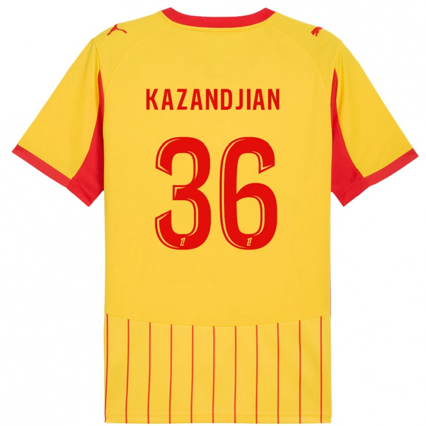 Danxen Homme Maillot Lara Kazandjian #36 Jaune Rouge Tenues Domicile 2025/26 T-Shirt