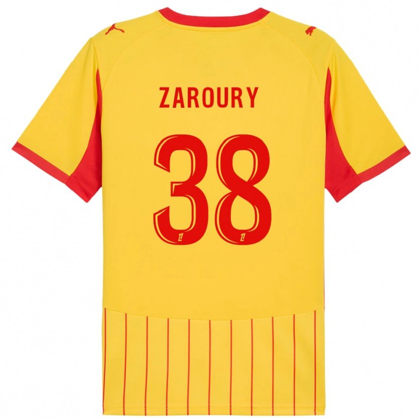 Danxen Homme Maillot Anass Zaroury #38 Jaune Rouge Tenues Domicile 2025/26 T-Shirt