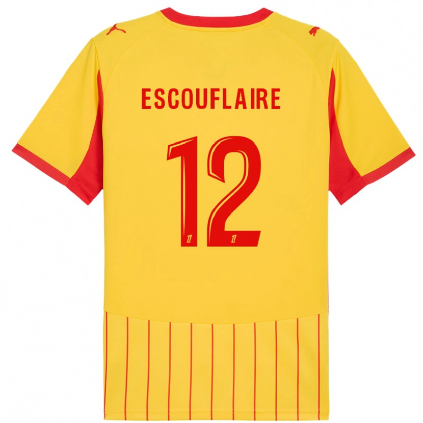 Danxen Homme Maillot Mattéo Escouflaire #12 Jaune Rouge Tenues Domicile 2025/26 T-Shirt
