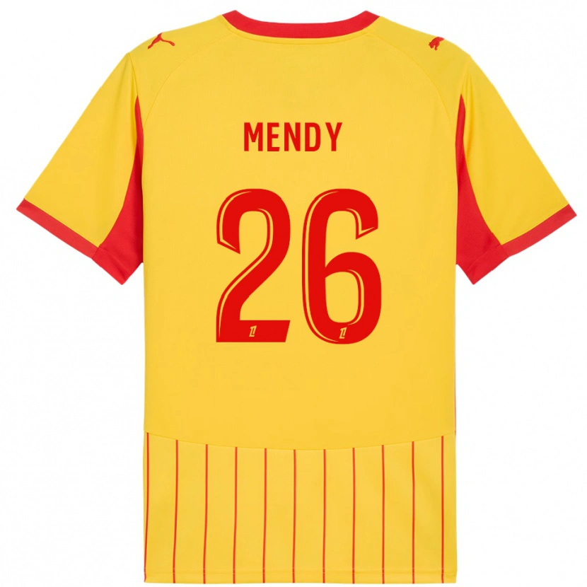 Danxen Homme Maillot Nampalys Mendy #26 Jaune Rouge Tenues Domicile 2025/26 T-Shirt
