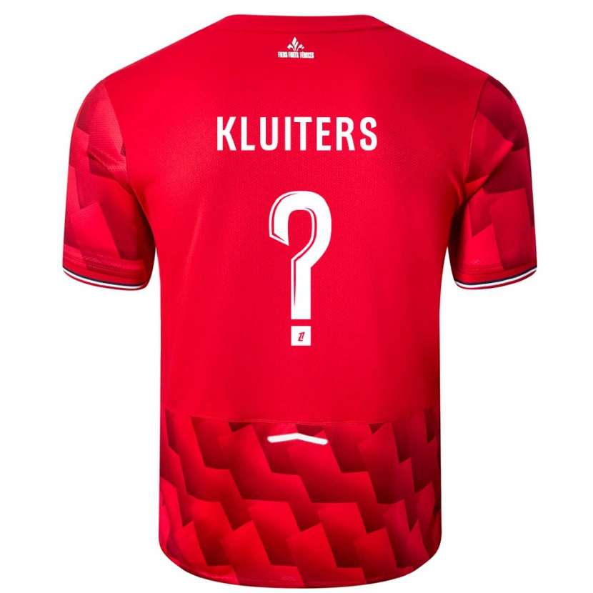 Danxen Homme Maillot Luuk Kluiters #0 Rouge Blanc Tenues Domicile 2025/26 T-Shirt
