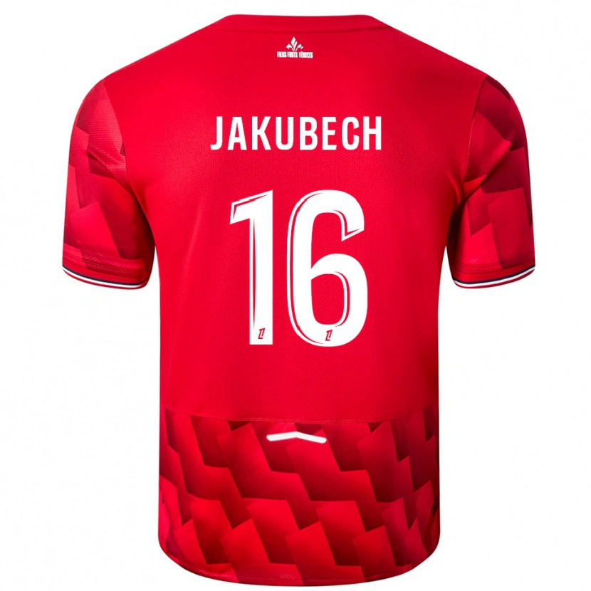 Danxen Homme Maillot Adam Jakubech #16 Rouge Blanc Tenues Domicile 2025/26 T-Shirt