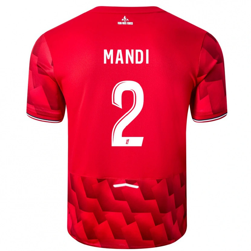 Danxen Homme Maillot Aïssa Mandi #2 Rouge Blanc Tenues Domicile 2025/26 T-Shirt