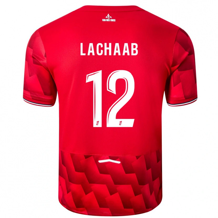 Danxen Homme Maillot Younes Lachaab #12 Rouge Blanc Tenues Domicile 2025/26 T-Shirt