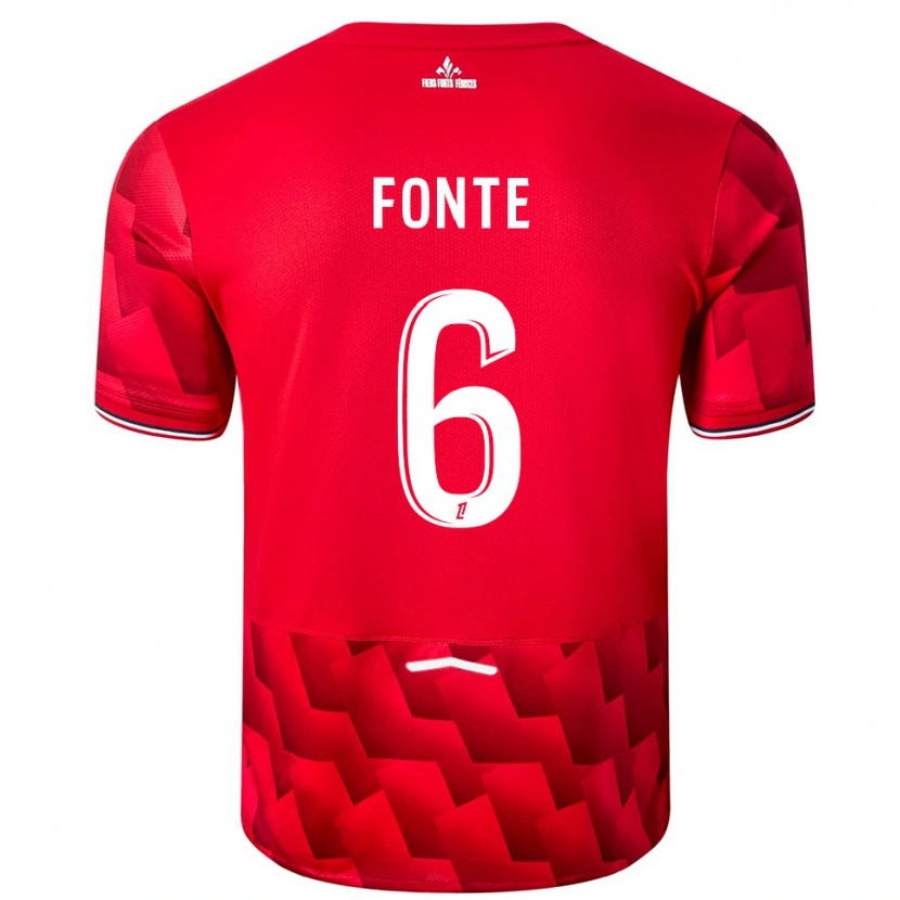 Danxen Homme Maillot Jose Fonte #6 Rouge Blanc Tenues Domicile 2025/26 T-Shirt