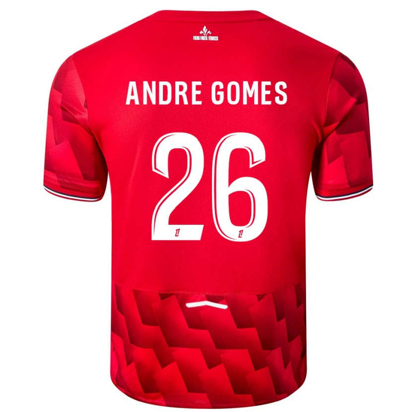 Danxen Homme Maillot André Gomes #26 Rouge Blanc Tenues Domicile 2025/26 T-Shirt