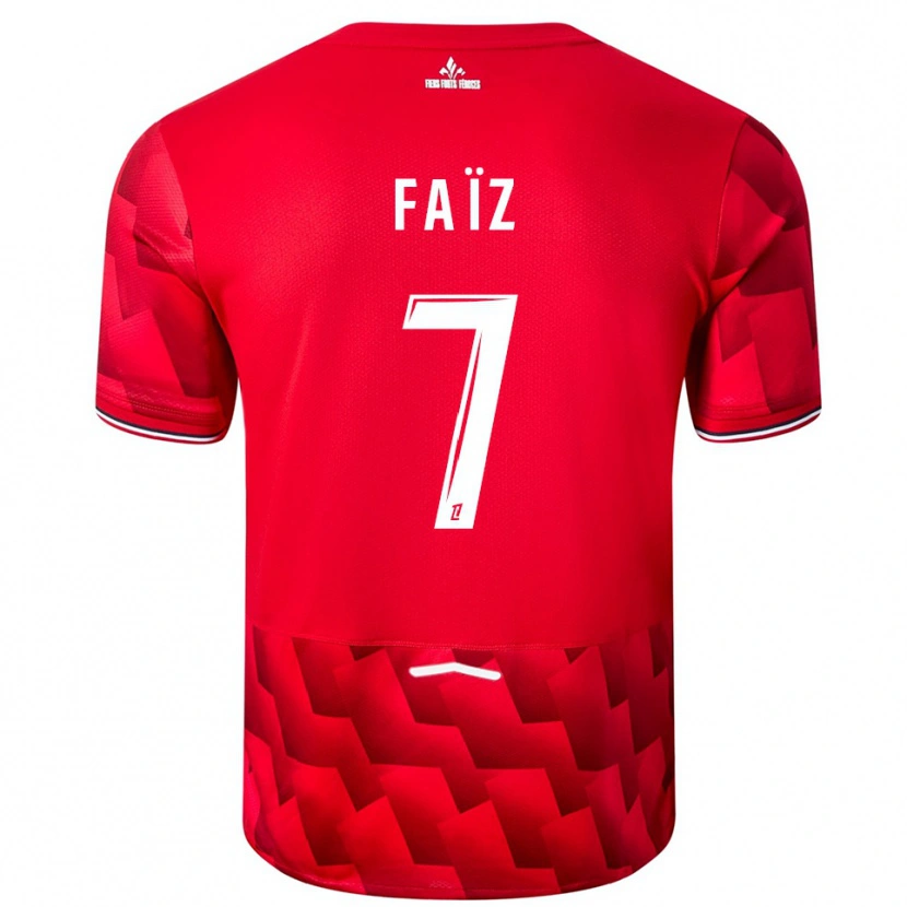 Danxen Homme Maillot Adame Faïz #7 Rouge Blanc Tenues Domicile 2025/26 T-Shirt