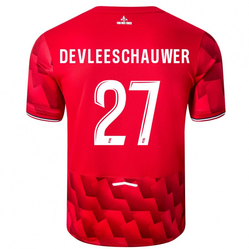 Danxen Homme Maillot Gwenaëlle Devleeschauwer #27 Rouge Blanc Tenues Domicile 2025/26 T-Shirt
