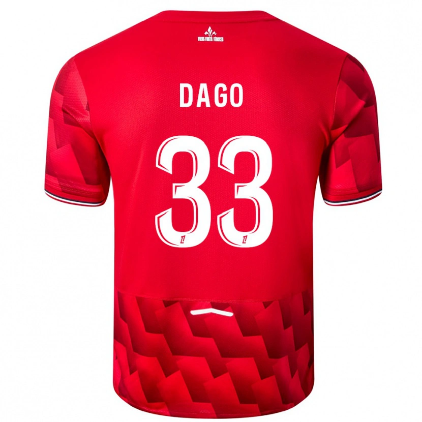 Danxen Homme Maillot Trévis Dago #33 Rouge Blanc Tenues Domicile 2025/26 T-Shirt