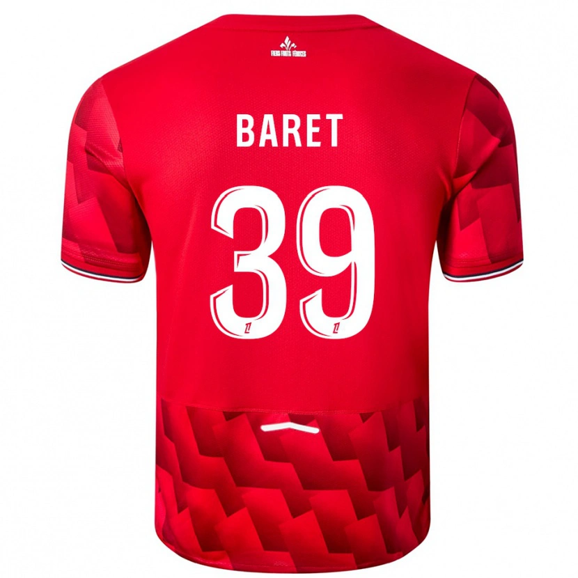 Danxen Homme Maillot Lilian Baret #39 Rouge Blanc Tenues Domicile 2025/26 T-Shirt