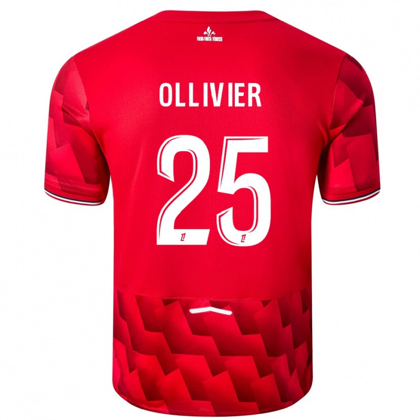 Danxen Homme Maillot Agathe Ollivier #25 Rouge Blanc Tenues Domicile 2025/26 T-Shirt