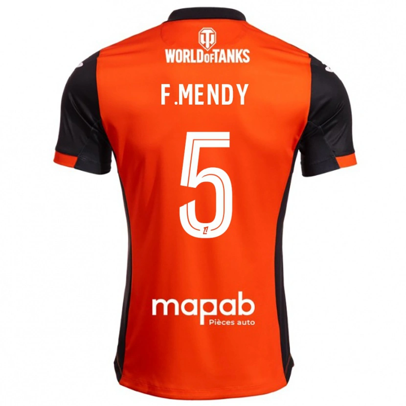 Danxen Homme Maillot Formose Mendy #5 Noir Orange Tenues Domicile 2025/26 T-Shirt