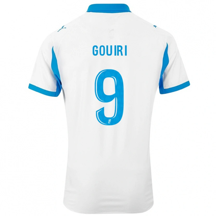 Danxen Homme Maillot Amine Gouiri #9 Blanc Bleu Ciel Tenues Domicile 2025/26 T-Shirt