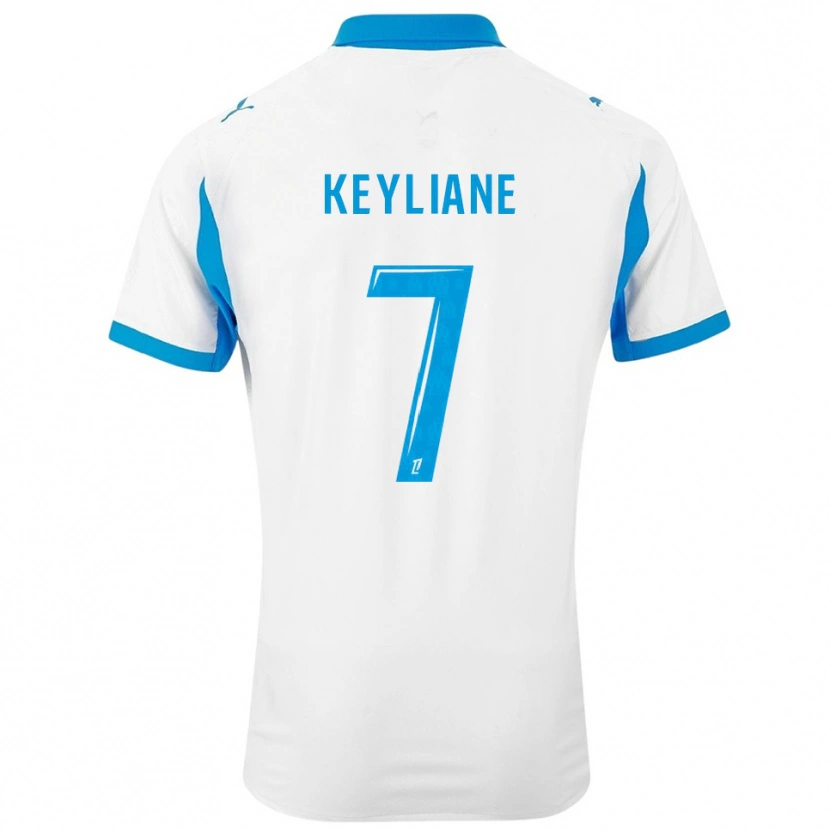 Danxen Homme Maillot Keyliane Abdallah #7 Blanc Bleu Ciel Tenues Domicile 2025/26 T-Shirt