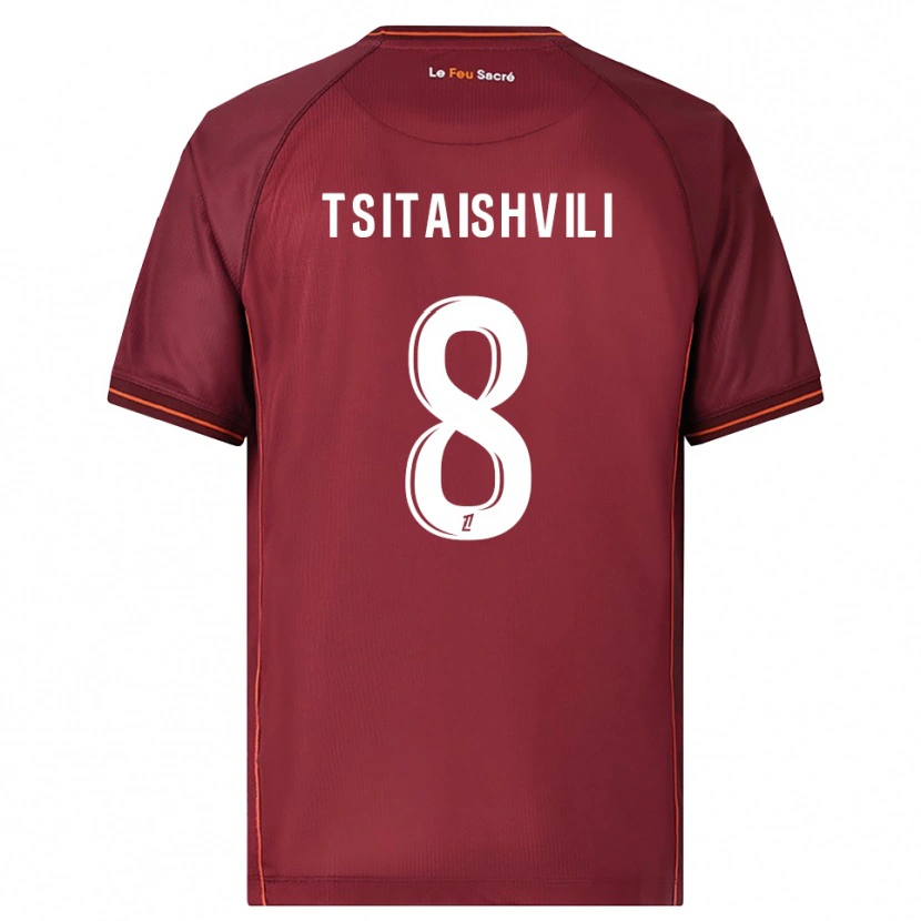 Danxen Homme Maillot Giorgi Tsitaishvili #8 Bourgogne Blanc Tenues Domicile 2025/26 T-Shirt