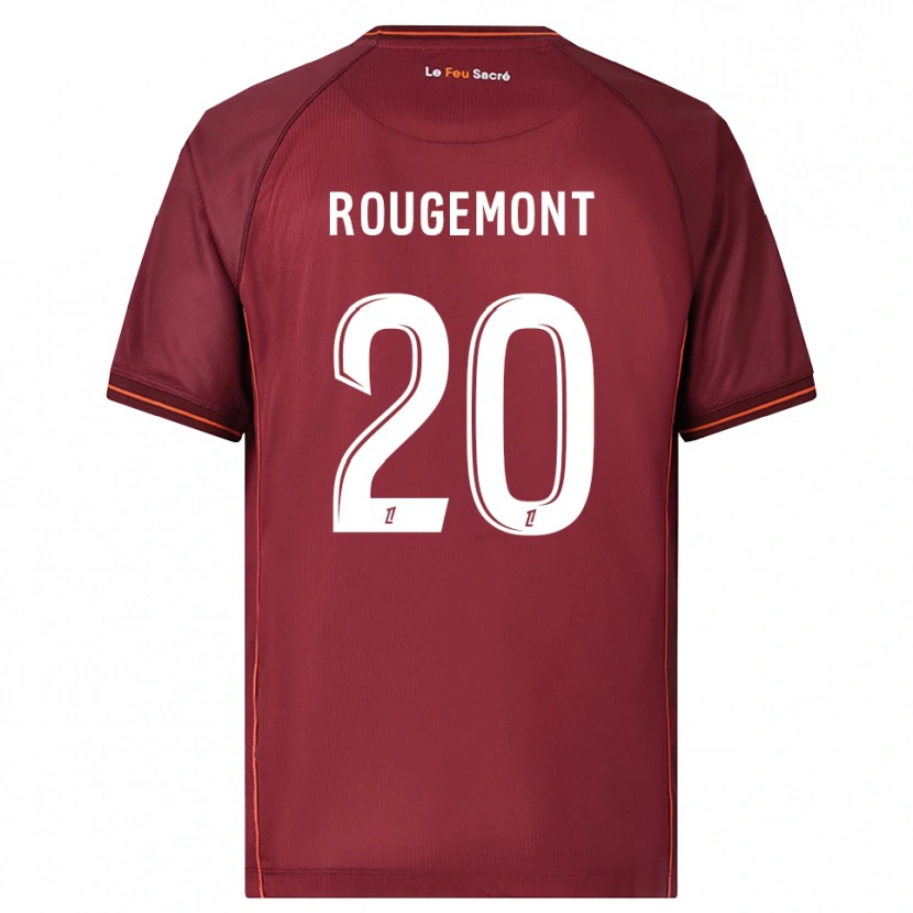 Danxen Homme Maillot Justine Rougemont #20 Bourgogne Blanc Tenues Domicile 2025/26 T-Shirt