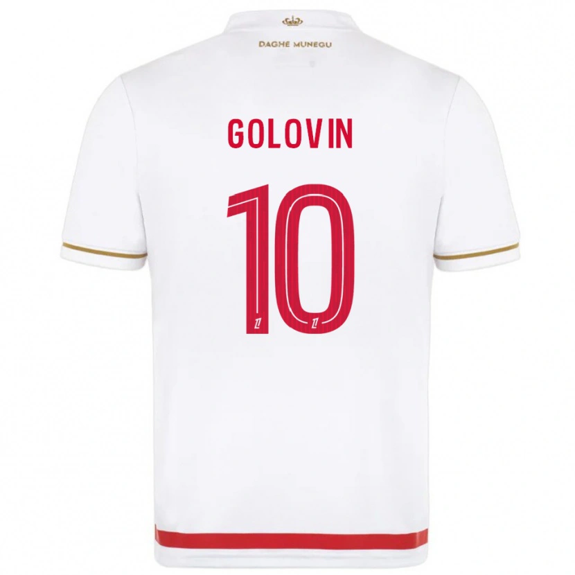 Danxen Homme Maillot Aleksandr Golovin #10 Rouge Blanc Tenues Domicile 2025/26 T-Shirt