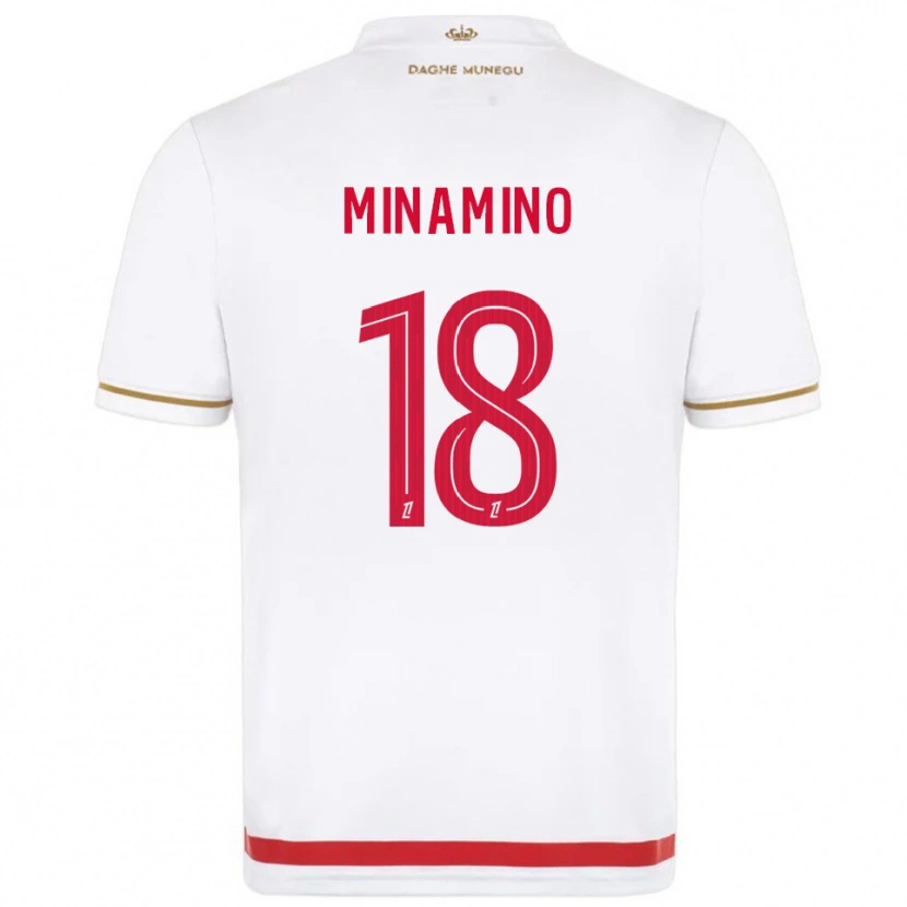 Danxen Homme Maillot Takumi Minamino #18 Rouge Blanc Tenues Domicile 2025/26 T-Shirt