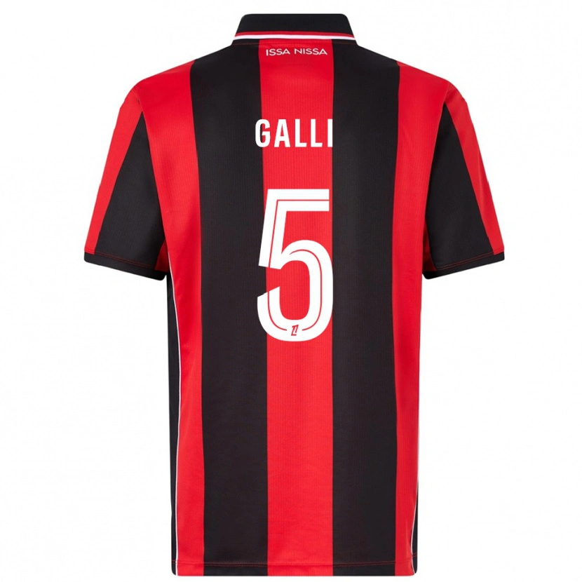 Danxen Homme Maillot Clara Galli #5 Rouge Noir Tenues Domicile 2025/26 T-Shirt