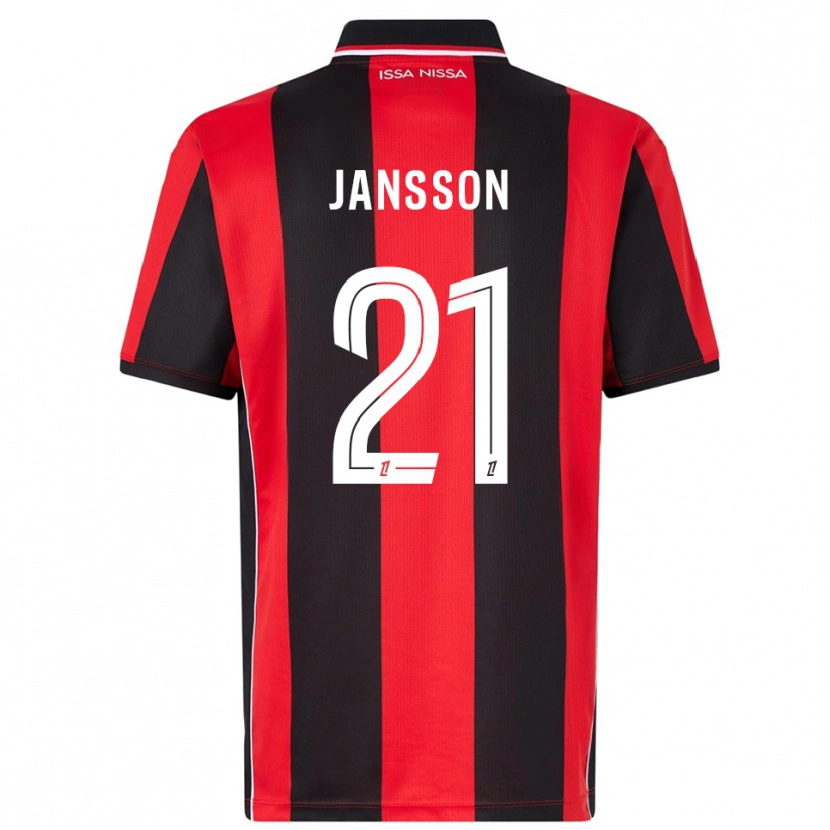 Danxen Homme Maillot Isak Jansson #21 Rouge Noir Tenues Domicile 2025/26 T-Shirt