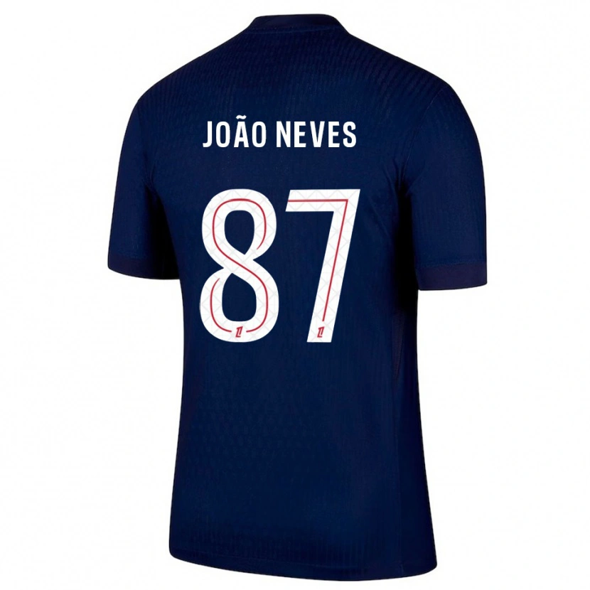 Danxen Homme Maillot João Neves #87 Marine Rouge Tenues Domicile 2025/26 T-Shirt
